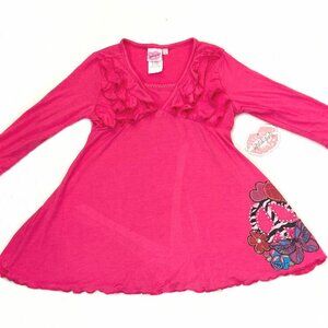 NEW sz 5 Little Girls Lipstik Hot Pink Tunic Top w/Peace Applique
